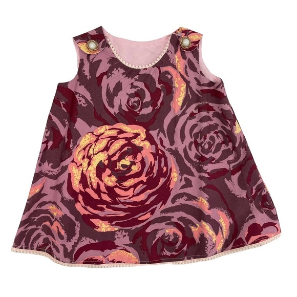 A La Modish Purple Pink Rose Print Dress Girls 6-12M - Picture 1 of 6